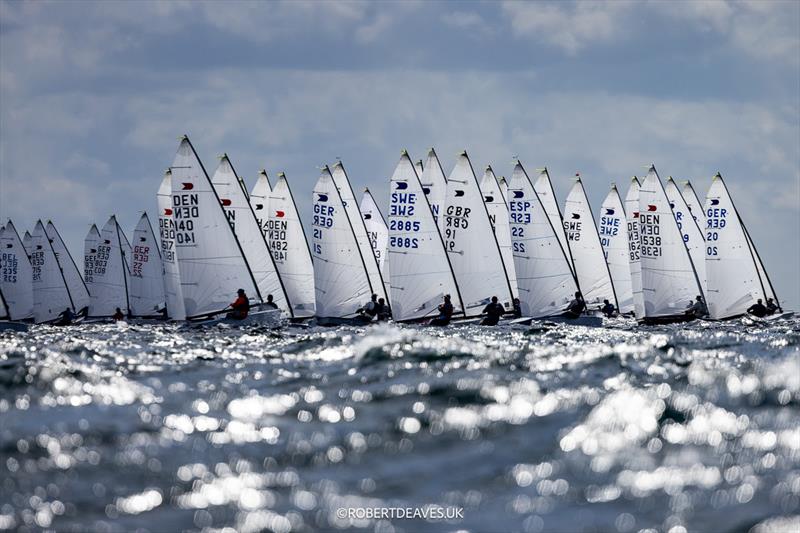 Start of Race 4 - day 3 of the OK Dinghy Worlds in Denmark photo copyright Robert Deaves / www.robertdeaves.uk taken at Royal Danish Yacht Club and featuring the OK class