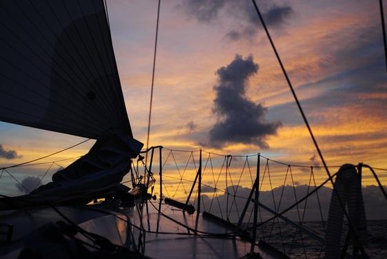 Surfind at sunset in the Global Ocean Race Leg 4 photo copyright Pheseya Racing taken at  and featuring the Open 40 class