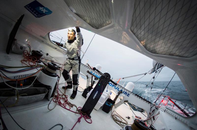 Armel Le Cléac'h on Banque Populaire VIII, en route to setting a new course record in the 2016-2017 Vendée Globe - photo © Vincent Curutchet / DPPI / Vendee Globe