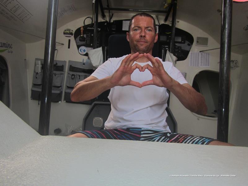Romain Attanasio message one year on from the French terror attacks photo copyright Romain Attanasio / Familie Mary - Etamine du Lys / Vendee Globe taken at  and featuring the IMOCA class