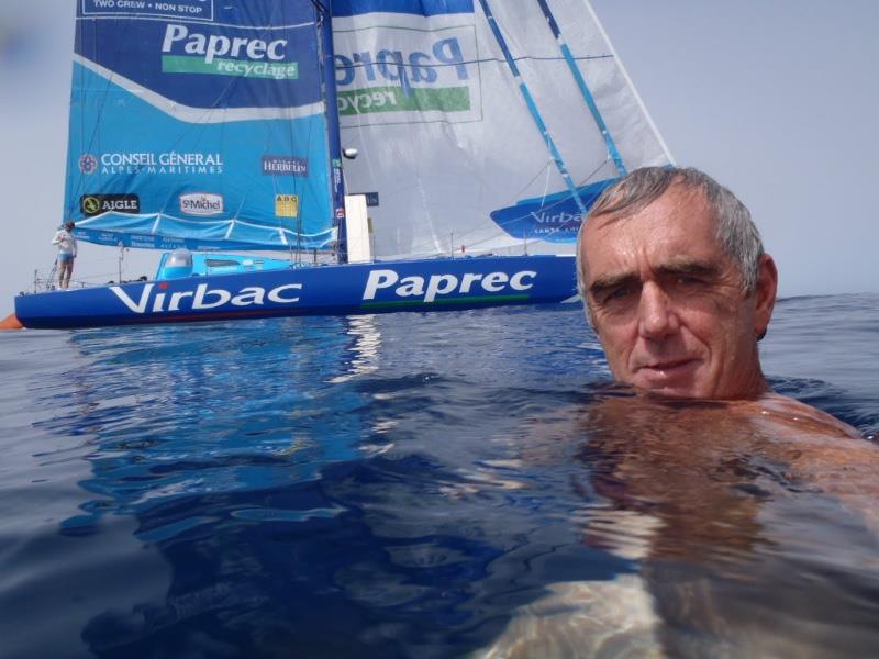 Loïck Peyron, the king of selfies, always brilliant with a camera, during the Barcelona World Race 2010-11 photo copyright Loïck Peyron taken at  and featuring the IMOCA class