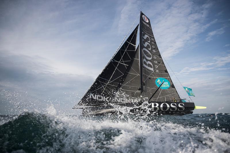 Alex Thomson at the start of the Route du Rhum - Destination Guadeloupe photo copyright Lloyd Images taken at  and featuring the IMOCA class