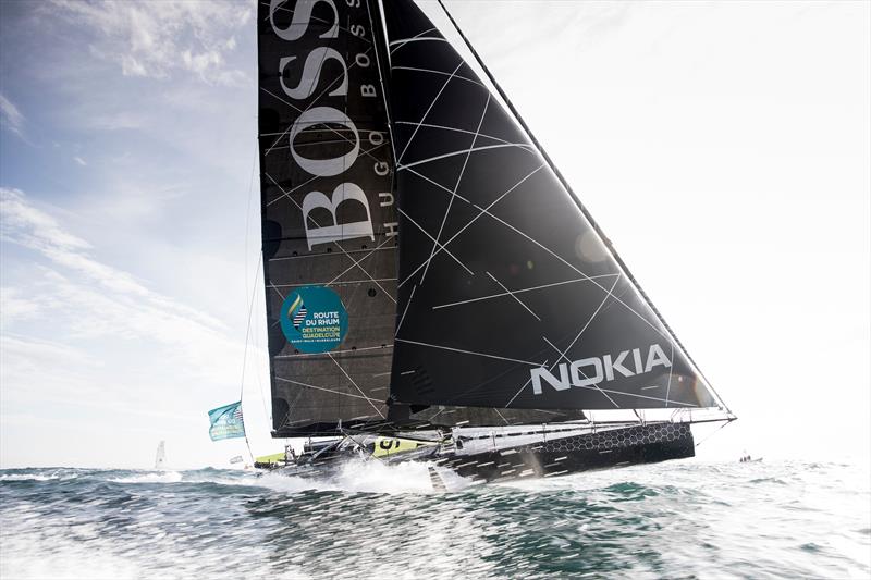 Alex Thomson at the start of the Route du Rhum - Destination Guadeloupe photo copyright Lloyd Images taken at  and featuring the IMOCA class