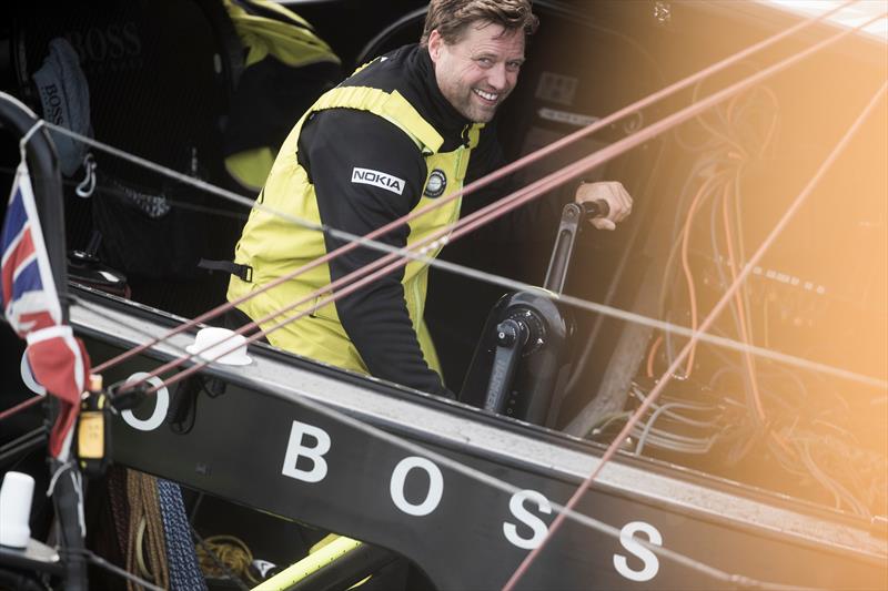 Alex Thomson at the start of the Route du Rhum - Destination Guadeloupe photo copyright Lloyd Images taken at  and featuring the IMOCA class