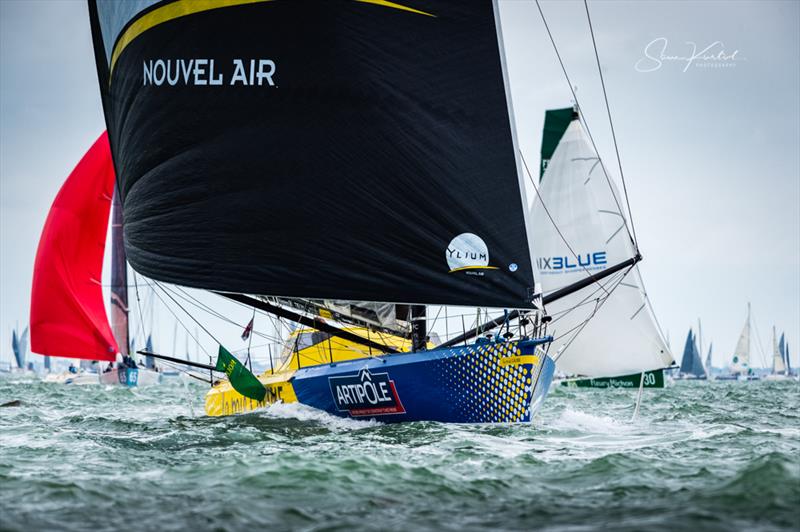 2019 Rolex Fastnet Race start photo copyright Sam Kurtul / www.worldofthelens.co.uk taken at Royal Ocean Racing Club and featuring the IMOCA class