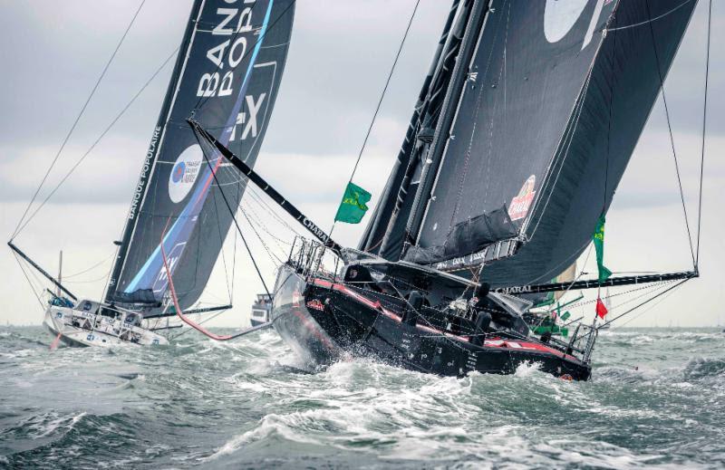 Banque Populaire and Charal in the Rolex Fastnet Race photo copyright Rolex / Kurt Arrigo taken at Royal Ocean Racing Club and featuring the IMOCA class