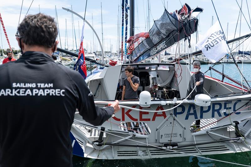Sailors prepare on the eve of the Vendée-Arctique-Les Sables d'Olonne photo copyright Martin Viezzer taken at  and featuring the IMOCA class