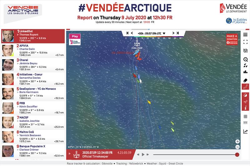 Vendée-Arctique-Les Sables d'Olonne Race standings - 9th July 12h30 FR photo copyright IMOCA taken at  and featuring the IMOCA class