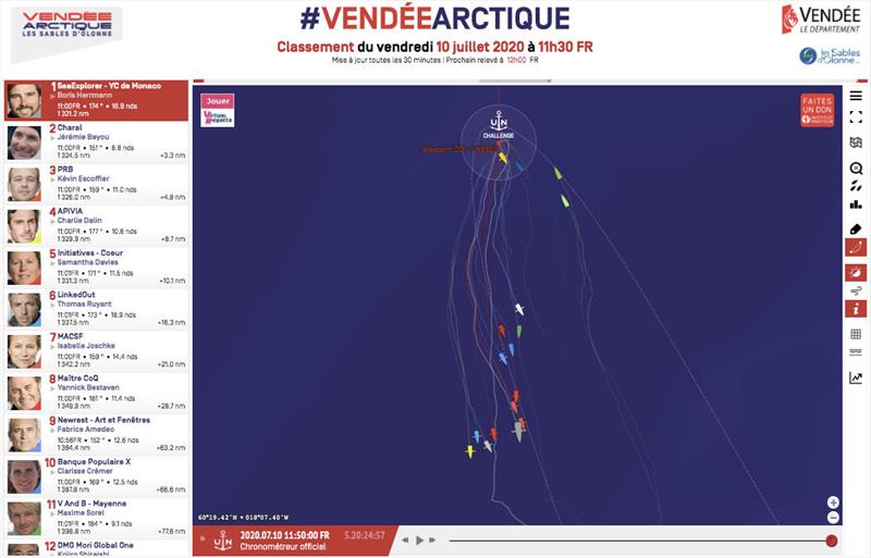 Vendée-Arctique-Les Sables d'Olonne Race standings - 10th July 11h30 FR photo copyright IMOCA taken at  and featuring the IMOCA class