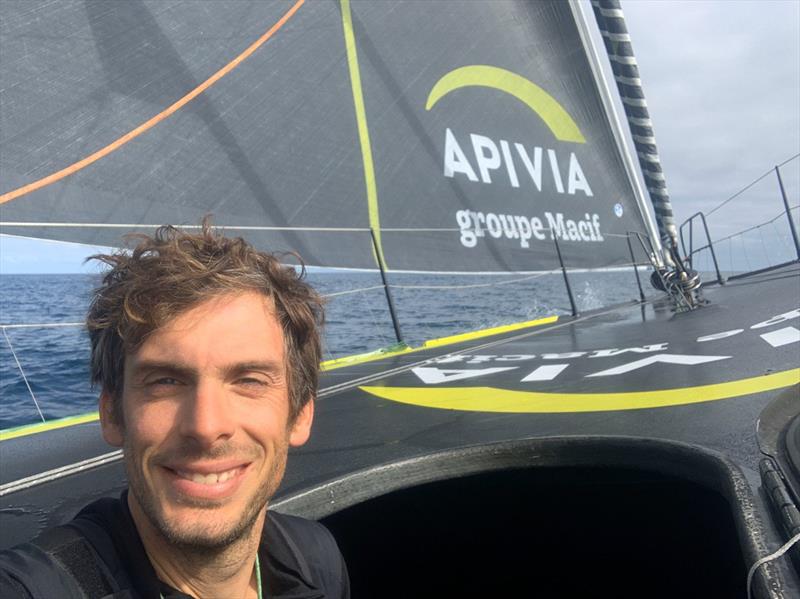 Apivia leads the Vendée-Arctique-Les Sables d'Olonne Race at the Gallimard Waypoint photo copyright Charlie Dalin / Apivia taken at  and featuring the IMOCA class