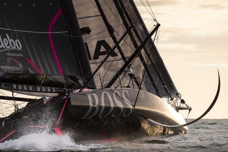 British yachtsman Alex Thomson, skipper of 'HugoBoss' leaves Gosport for the start of the Vendée Globe  photo copyright Mark Lloyd / www.lloydimages.com taken at  and featuring the IMOCA class