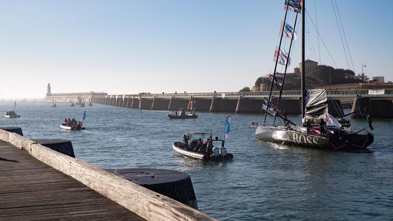 Alex Thomson set off from Les Sables-d'Olonne for the Vendée Globe race start photo copyright Lloyd Images / Alex Thomson Racing taken at  and featuring the IMOCA class