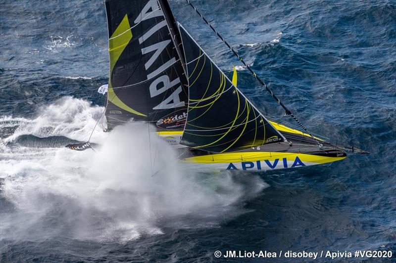 Charlie Dalin on Apivia leads the Vendée Globe photo copyright JM-Liot-Alea / disobey / Apivia #VG2020 taken at  and featuring the IMOCA class