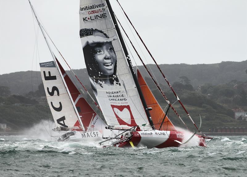 MACSF and Initiatives-Cœur passes Hurst Castle after the Rolex Fastnet Race start - photo © Mark Jardine