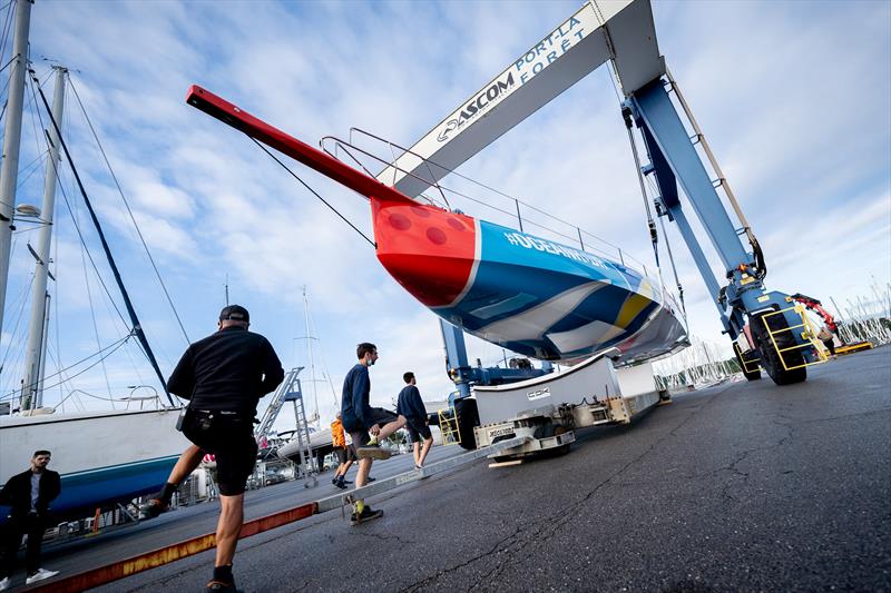 The new 11th Hour Racing IMOCA is revealed - photo © Amory Ross / 11th Hour Racing