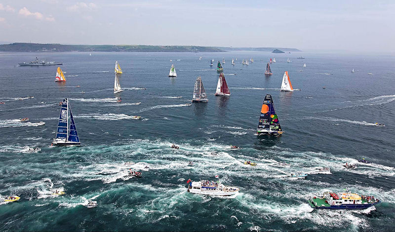 The start of The Transat 2008 from Plymouth, UK to Boston, USA photo copyright Th.Martinez / Sea&Co taken at  and featuring the IMOCA class