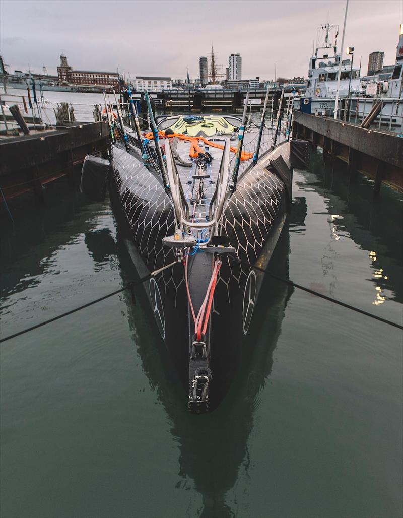 Unusual forward section and deck line on the IMOCA 60 photo copyright Hugo Boss taken at  and featuring the IMOCA class