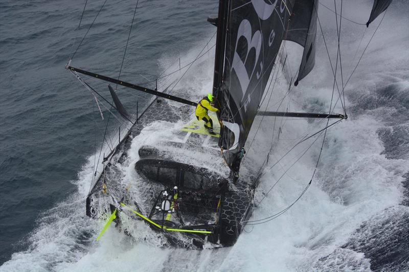 Like the VO65's - Hugo Boss is a wet ride in the Southern Ocean photo copyright French Navy taken at  and featuring the IMOCA class