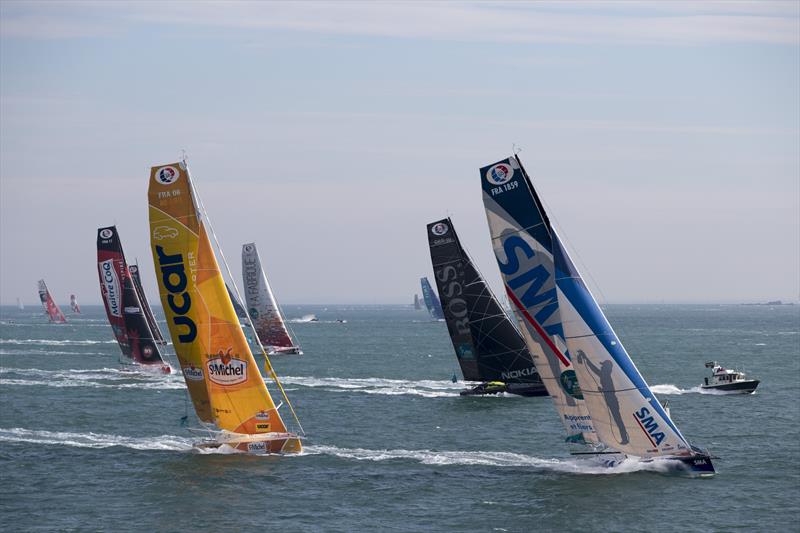 Paul Meilhat on SMA leads a group of IMOCAs shortly after the start of Route du Rhum Destination Guadeloupe - photo © Alexis Courcoux