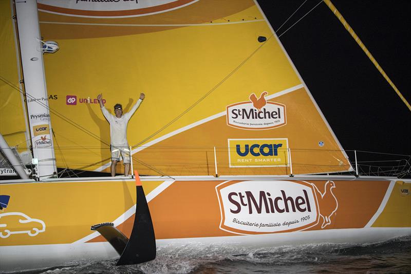 Yann Eliès UCAR-Saint-Michel) finished in second place, crossing the line just over two hours after Paul Meilhat (SMA) - 2018 Route du Rhum-Destination Guadeloupe photo copyright Alexis Courcoux taken at  and featuring the IMOCA class
