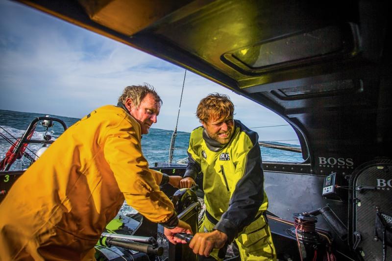 Alex Thomson and Seven-time Volvo Ocean Race sailor, Neal McDonald - Onboard Alex Thomson Racing, Hugo Boss, The Solent, UK. 18 September, 2018 photo copyright Alex Thomson Racing taken at  and featuring the IMOCA class