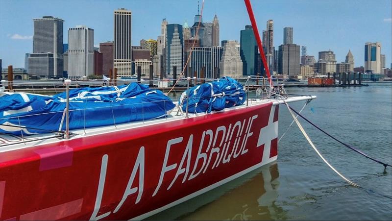 Alan Roura's stand-by in New York - 2019 Rolex Fastnet Race photo copyright Team La Fabrique taken at  and featuring the IMOCA class