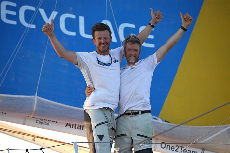 Jean-Pierre Dick with Yann Eliès, IMOCA winners in 2017 - Transat Jacques Vabre photo copyright TJV 2017 taken at  and featuring the IMOCA class
