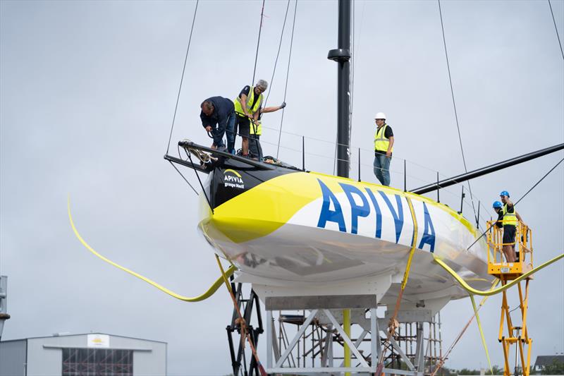 Spectacular foils - Apivia launch in Lorient, France, August 2019 photo copyright Maxime Horlaville taken at  and featuring the IMOCA class