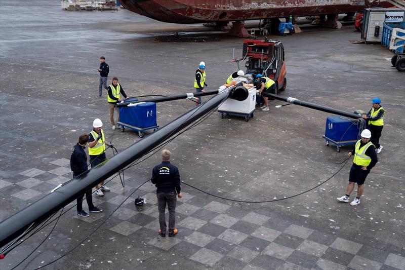 Apivia, the new IMOCA60 designed by Guillaume Verdier for Charlie Dahn (FRA) and aimed at the next Vendee Globe after her launching and fit-out at the former U-boat base in Lorient, France photo copyright Maxime Horlaville taken at  and featuring the IMOCA class