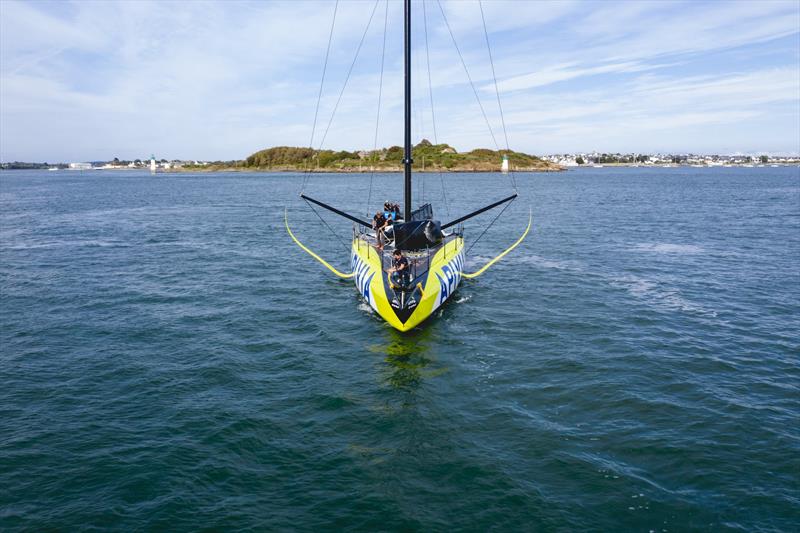 Apivia, the new IMOCA60 designed by Guillaume Verdier for Charlie Dahn (FRA) and aimed at the next Vendee Globe after her launching and fit-out at the former U-boat base in Lorient, France - photo © Maxime Horlaville