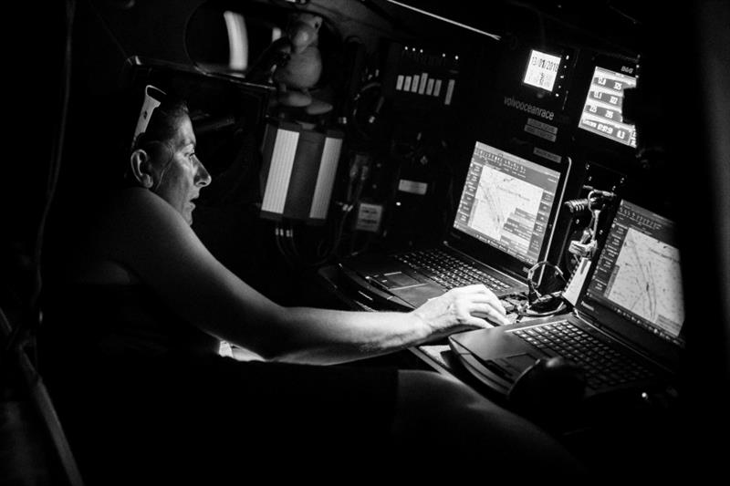 The Ocean Race, Leg 4, Melbourne to Hong Kong, Day 12 onboard Turn the Tide on Plastic. Dee Caffari studies the routing for the second half of this leg. - photo © Brian Carlin / Volvo Ocean Race