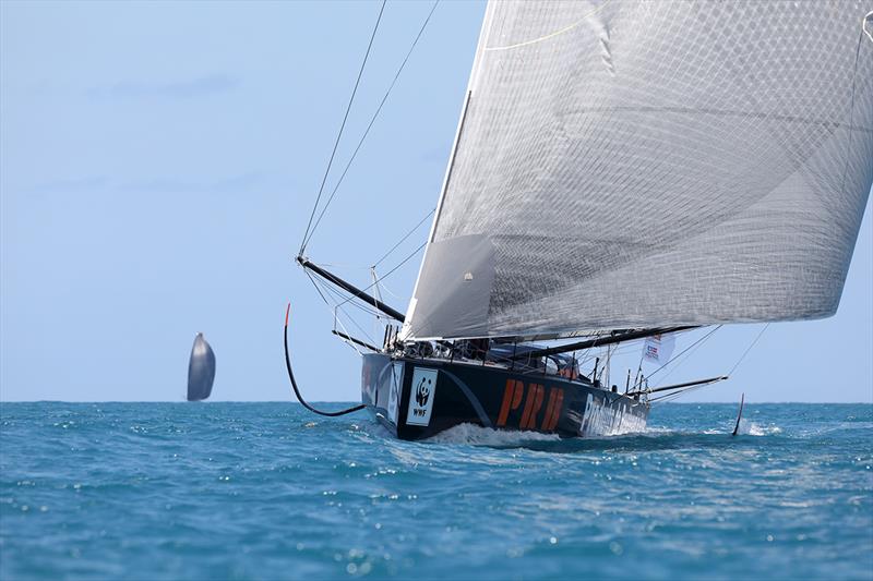 PRB and Charal are fighting for 2nd and 3rd place in the Imoca category of the Transat Jacques Vabre on November 10, in Bahia, Brazil. Transat Jacques Vabre is a duo sailing race from Le Havre, France, to Salvador de Bahia, Brazil photo copyright Jean-Marie Liot taken at  and featuring the IMOCA class