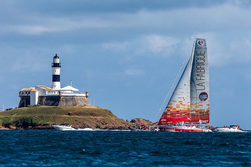 La Fabrique skippers Alan Roura and Sebastien Audigane take 21st place of the IMOCA category of the Transat Jacques Vabre on November 12, in Bahia, Brazil. Transat Jacques Vabre is a duo sailing race from Le Havre, France, to Salvador de Bahia, Brazil. - photo © Jean-Marie Liot / Alea