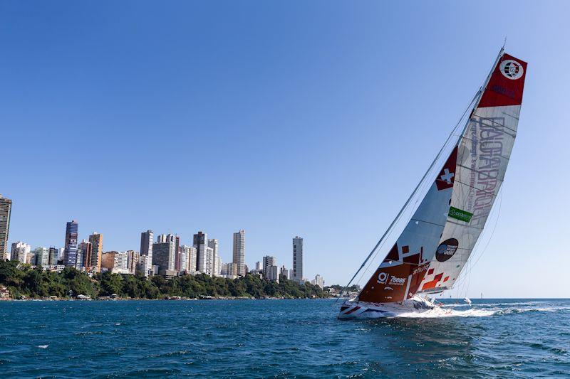 Pip Hare and Ysbrand Endt have completed the Transat Jacques Vabre - here 'Superbigou' approaches Salvador de Bahia photo copyright Alea taken at  and featuring the IMOCA class