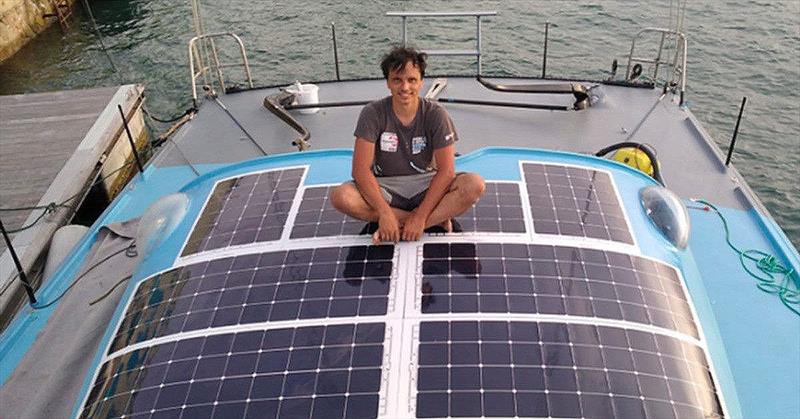 Didac Costa with solar panels photo copyright Solbian Energie taken at  and featuring the IMOCA class