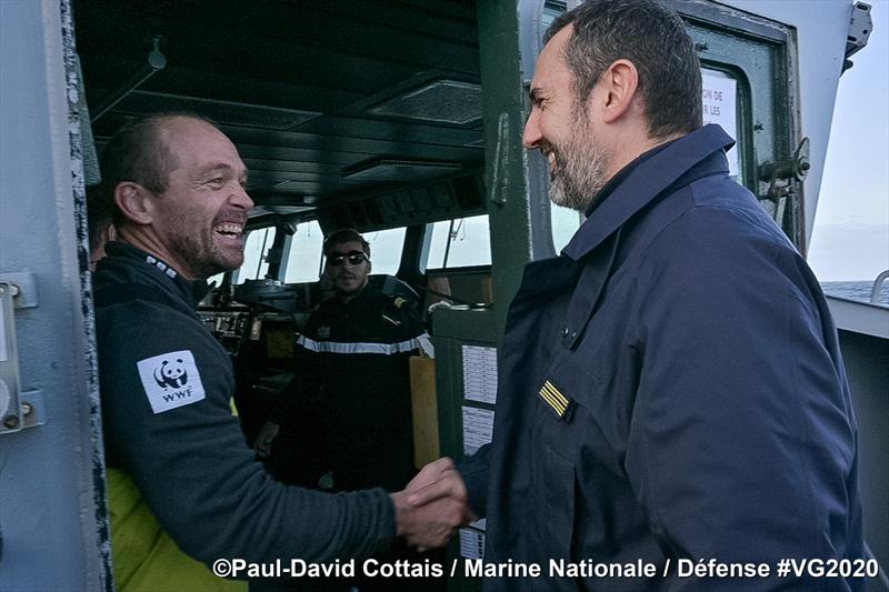 Kevin Escoffier transferred off Yes We Cam in the Vendée Globe - December 6, 2020 - photo © Paul-David Cottais