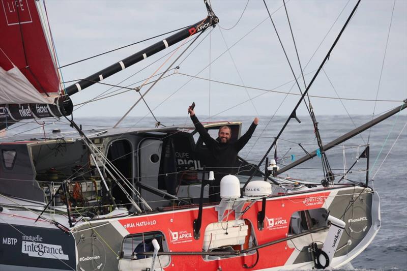 Vendee Globe, Sailor Damien Seguin happy to see his friend Boris Herrmann - photo © Boris Herrmann/Seaexplorer – YC de Monaco