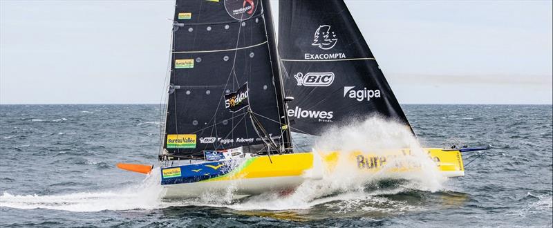 Louis Burton on Bureau Vallée 2 is first back into the northern hemisphere in the Vendée Globe photo copyright Stephane Maillard #VG2020 taken at  and featuring the IMOCA class