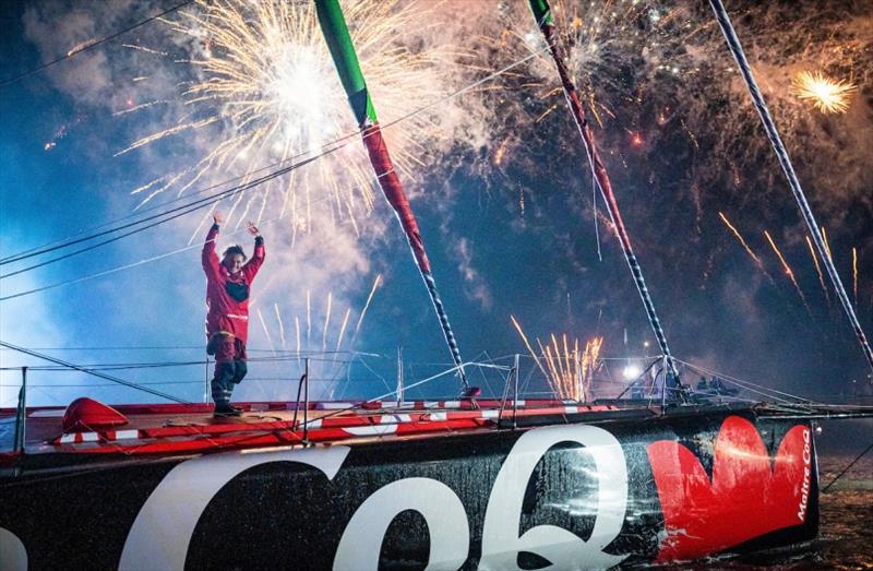 Maitre CoQ IV skipper Yannick Bestaven clinches victory photo copyright Bernard Le Bars taken at  and featuring the IMOCA class