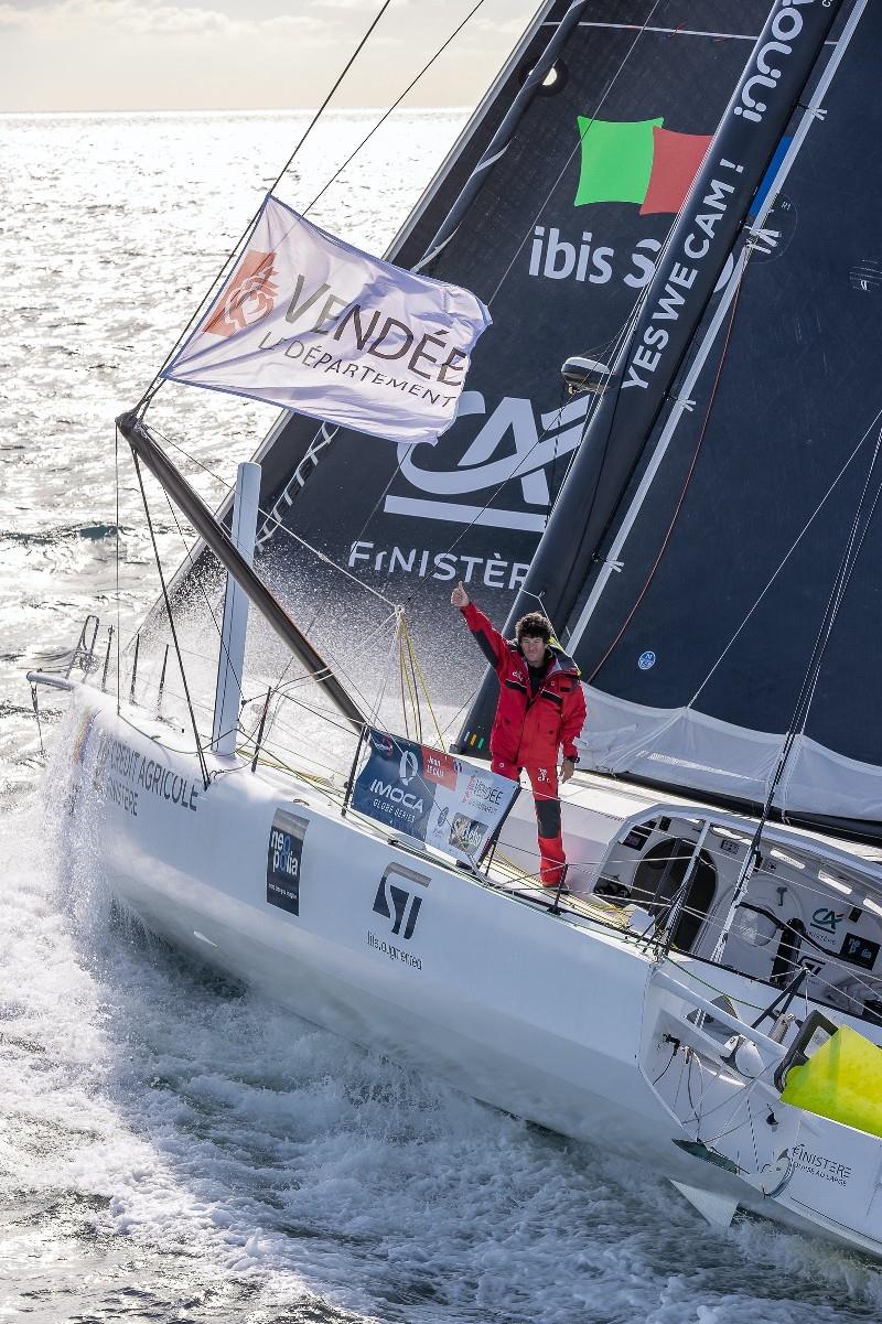 French skipper Jean Le Cam is leaving on YES WE Cam for the Vendee Globe sailing race off Belle-Ile, France, on October 15, 2020 photo copyright Jean-Marie Liot / Alea / Yes We Cam taken at  and featuring the IMOCA class