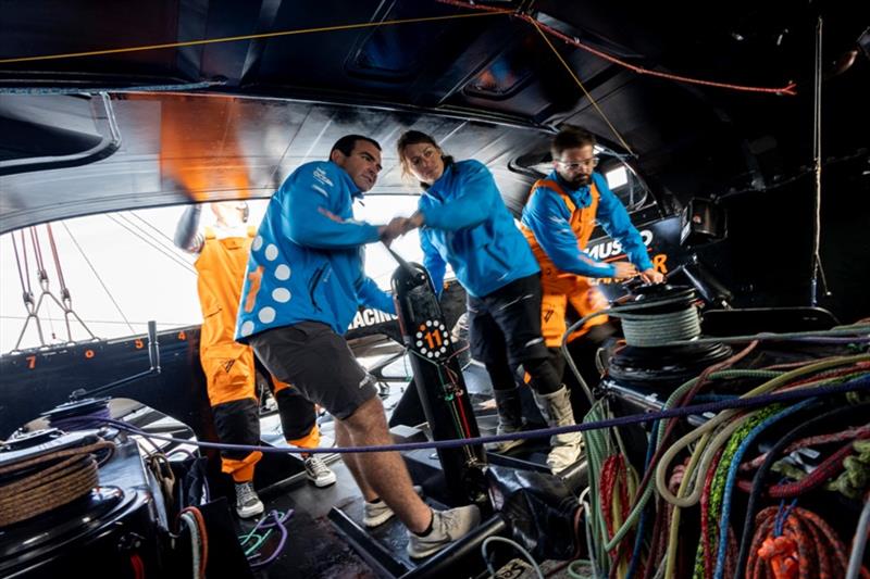 11th Hour Racing Team goes sailing off Concarneau during the March training session in France photo copyright Amory Ross / 11th Hour Racing taken at  and featuring the IMOCA class