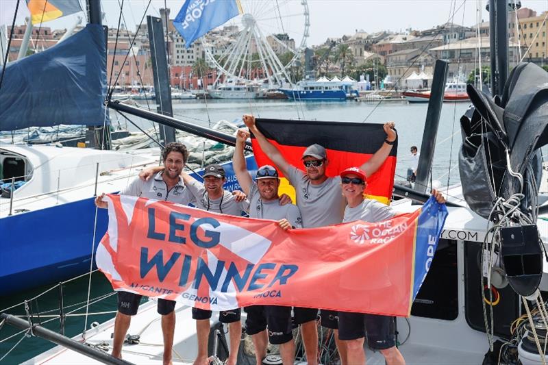 The finish of Leg 3 of The Ocean Race Europe from Alicante, Spain into Genova, Italy photo copyright Sailing Energy / The Ocean Race taken at  and featuring the IMOCA class