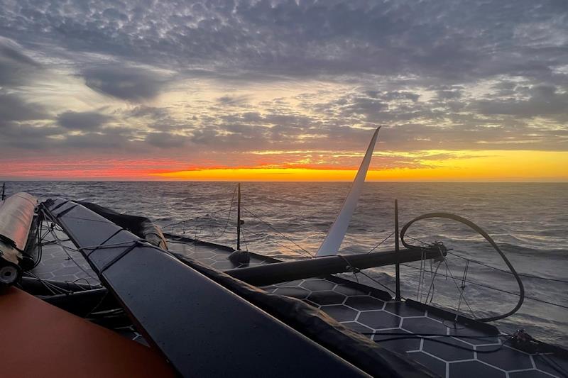 11th Hour Racing Team Alaka'i abandons Transat Jacques Vabre following dismasting in Atlantic photo copyright Simon Fisher / 11th Hour Racing taken at  and featuring the IMOCA class