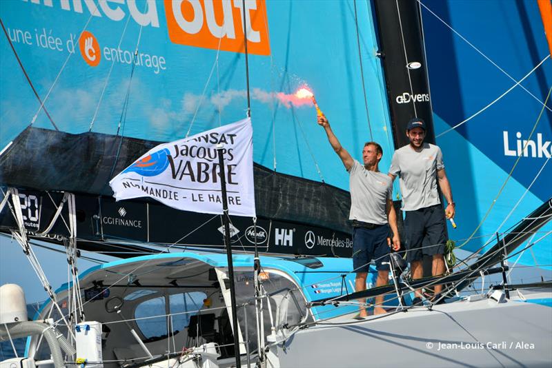 Thomas Ruyant and Morgan Lagravière on LinkedOut win the IMOCA class in the Transat Jacques Vabre - photo © Jean-Louis Carli / Alea