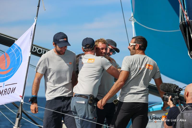 Thomas Ruyant and Morgan Lagravière on LinkedOut win the IMOCA class in the Transat Jacques Vabre photo copyright Jean-Louis Carli / Alea taken at  and featuring the IMOCA class