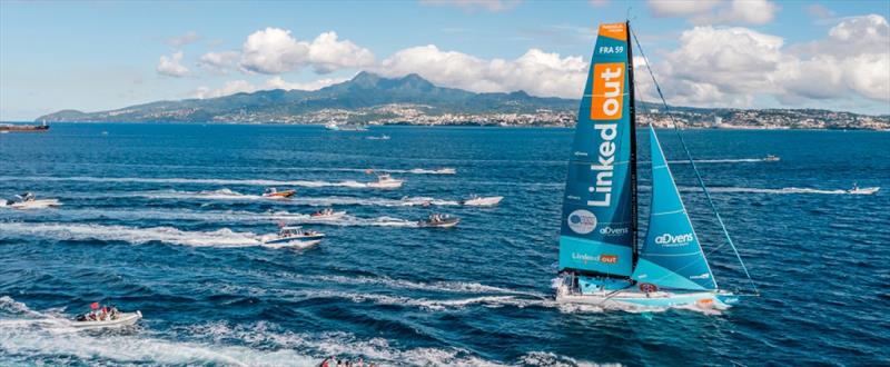 LinkedOut wins Transat Jacques Vabre photo copyright Jean-Marie Liot / Alea taken at  and featuring the IMOCA class