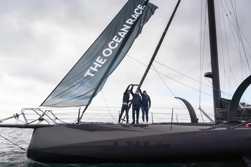 Relay4Nature arrives at One Ocean Summit in Brest, France with IMOCA skipper Alan Roura, Ambassador Peter Thomson and Olympic medallist Aloïse Retornaz - photo © Austin Wong / The Ocean Race