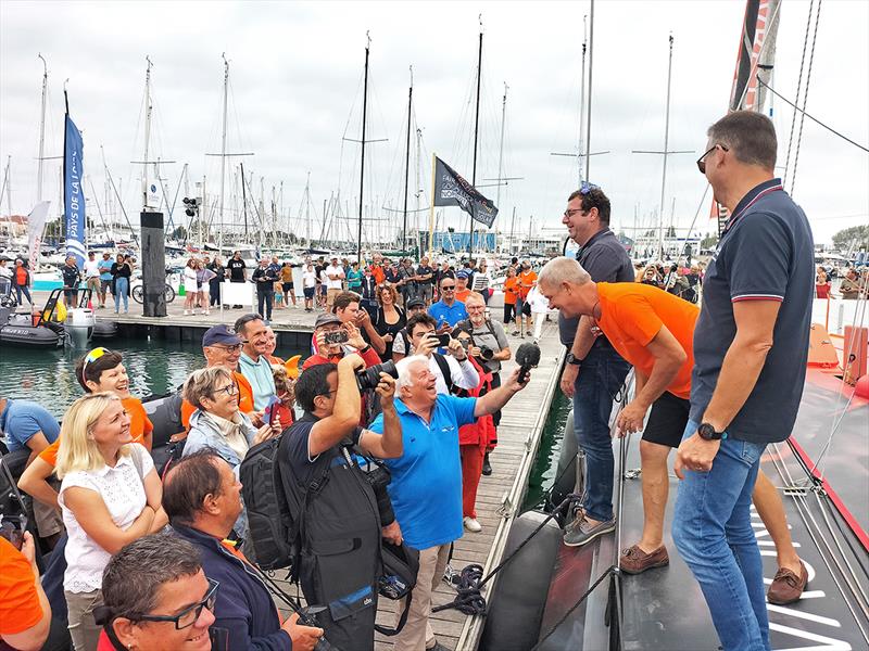 Norbert having interviews before leaving the Vendée Globe pontoon - ANT ARCTIC LAB - photo © Innovation Yachts