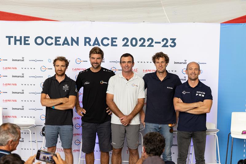 13 Sept 2022, Media presentation with The Ocean Race IMOCA skippers skippers Benjamin Dutreux - GUYOT environnement Team Europe, Boris Herrmann - Team Malizia, Charlie Enright - 11th Hour Racing Team, Paul Meilhat - Biotherm and Kevin Escoffier - Holcim-P photo copyright Alexander Champy-McLean / The Ocean Race taken at  and featuring the IMOCA class
