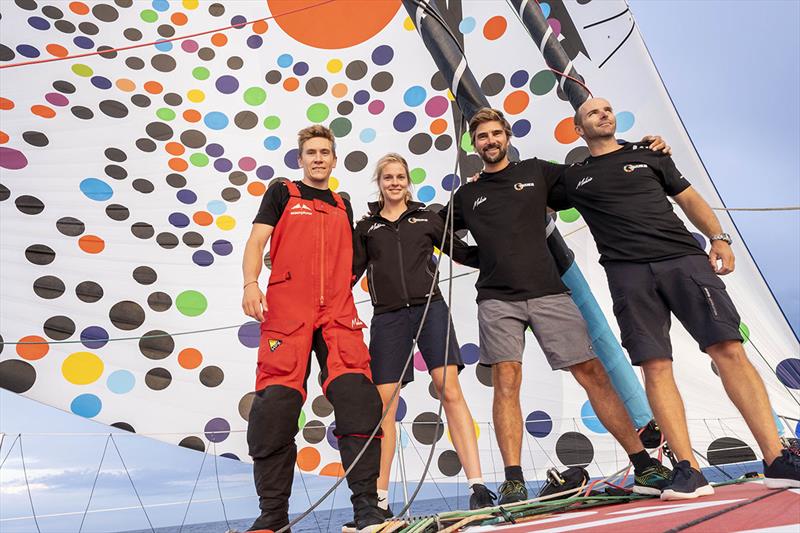 Team Malizia's Ocean Race sailing crew (from left to right): Will Harris, Rosalin Kuiper, Nico Lunven and Boris Herrmann photo copyright Yann Riou taken at  and featuring the IMOCA class